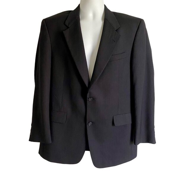 Hart Schaffner Marx Men's 2-Button Black Gray Wool Suit Jacket Blazer 40R - Picture 2 of 10